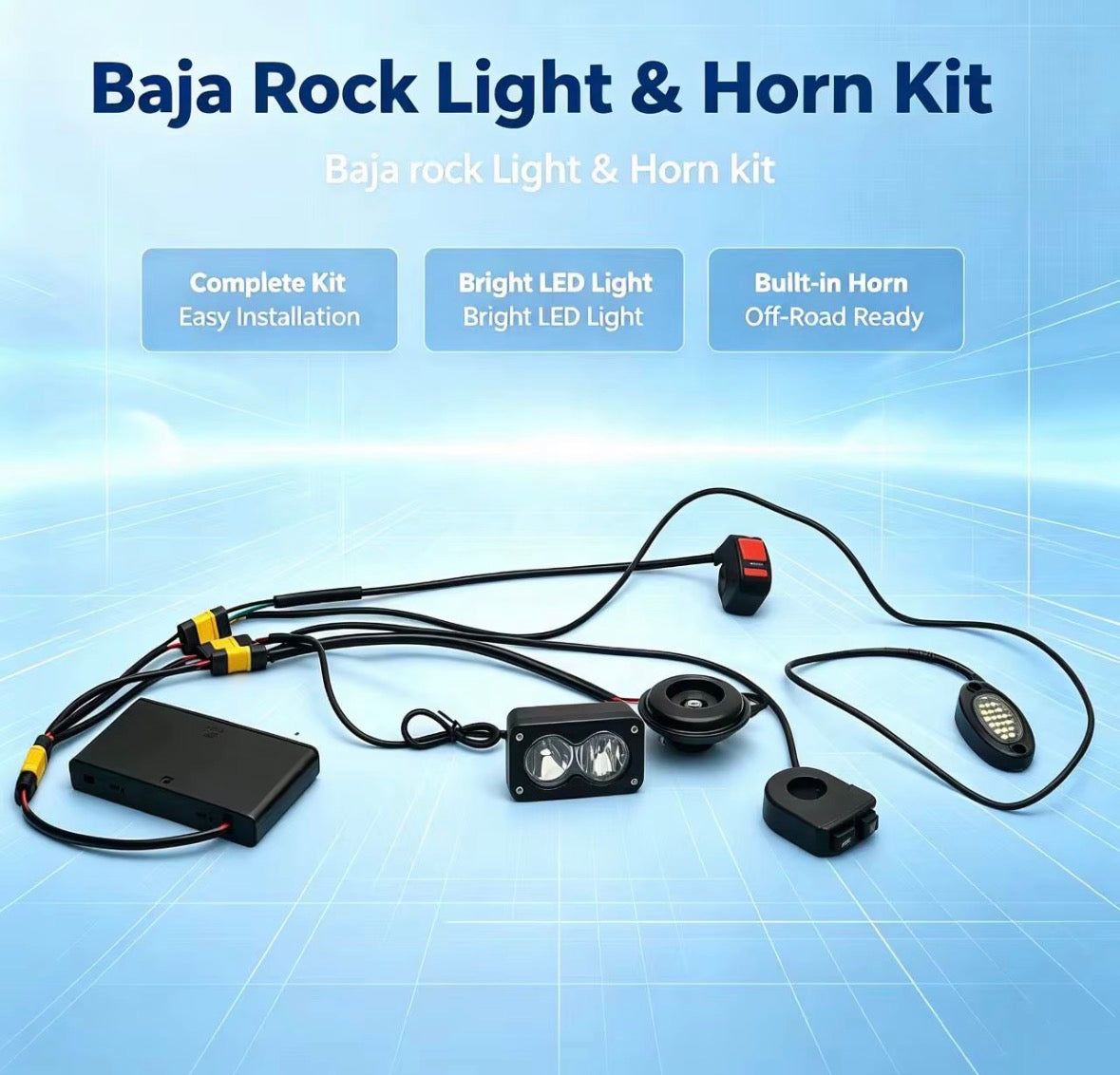 Universal Battery Powered Horn, Headlight, Rock Light